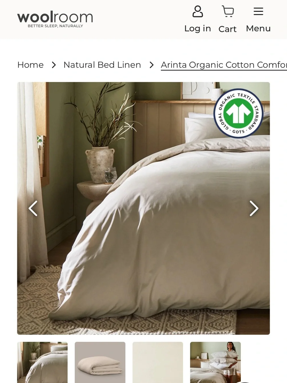 Woolroom Organic Cotton Duvet Cover in Almond
